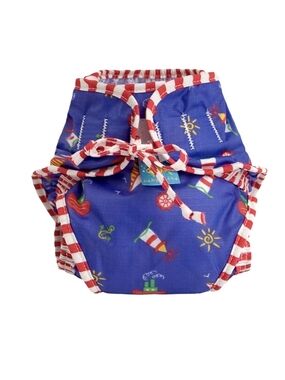 Kushies, Baby Reusable Swim Diaper, Blue w/ Sailboat Print, Small